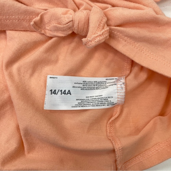 OshKosh B’gosh peach Girls Tie-Front Top 14/15 A - Picture 8 of 16